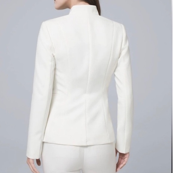 White House Black Market Ballchain Ecru/Ivory Tuxedo Evening Blazer Size 4 New - Picture 4 of 8